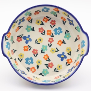 Round ceramic platter with handles (A525 D125)   