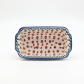 Ceramic bread baking dish with handles II A181 D139 – hand-painted Bolesławiec pottery, ideal for baking bread, durable and decorative.